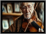 Starszy, Mężczyzna, Skrzypce, Okulary